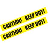 Markeerlint/afzetlint - 2x - Caution! Keep out! - 6m - geel/zwart - kunststof