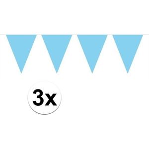 3x  Mini vlaggetjeslijn slingers verjaardag baby blauw