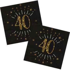 Verjaardag feest servetten leeftijd - 50x - 40 jaar - goud - 33 x 33 cm