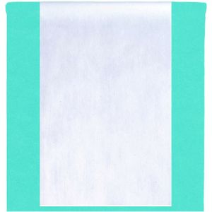 Feest tafelkleed met loper op rol - azuurblauw/wit - 10 meter