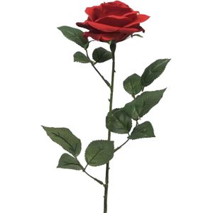 Bellatio Design Kunstbloem Roos Dijon - 64 cm - rood - Kunst zijdebloemen
