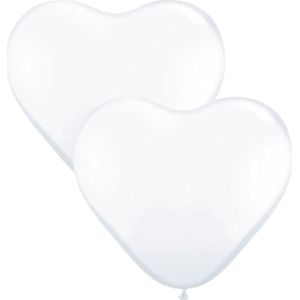 Pakket van 2x stuks qualatex hartjes XL ballonnen wit 90 cm