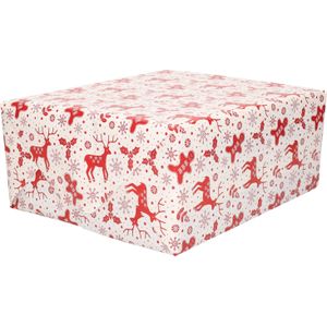 1x Rollen inpakpapier/cadeaupapier Kerst print wit/rood 2,5 x 0,7 meter 70 grams luxe kwaliteit