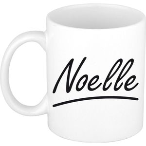 Noelle voornaam kado beker / mok sierlijke letters - gepersonaliseerde mok met naam