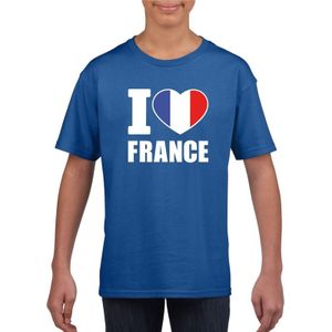 I love France/ Frankrijk supporter shirt blauw jongens en meisjes