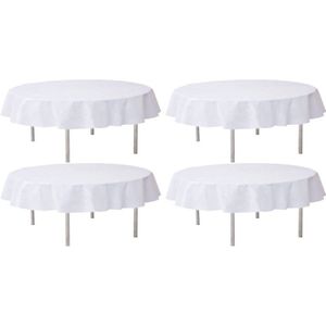4x Bruiloft witte ronde tafelkleden/tafellakens 240 cm non woven polypropyleen