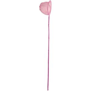 Gebro Visnet/schepnet - bamboe hout - roze - 80 cm