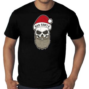 Zwart Kerst shirt/ Kerstkleding Bad Santa voor heren grote maten