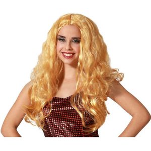 Atosa Verkleedpruik voor dames lang golvend haar - Fantasia - blond - Filmster/popster/foute party