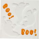 Horror gel raamstickers spookjes - 3x - 25 x 25 cm - wit/oranje - Halloween thema decoratie/versiering