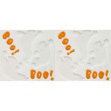 Horror gel raamstickers spookjes - 3x - 25 x 25 cm - wit/oranje - Halloween thema decoratie/versiering