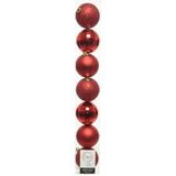 7x stuks kunststof kerstballen rood 8 cm glans/mat/glitter