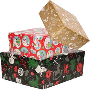 3x Rollen Kerst inpakpapier/cadeaupapier 2,5 x 0,7 meter