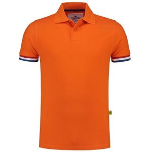 Oranje katoenen polo met Nederlandse vlag voor heren