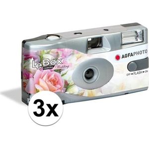 3x Wegwerp cameras/fototoestelen met flits voor 27 kleurenfotos voor bruiloft/huwelijk