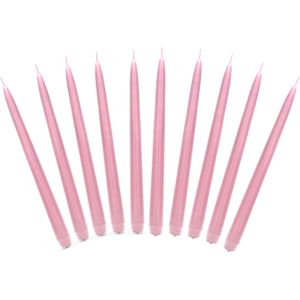 40x stuks Dinerkaarsen licht roze 24 cm