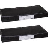 2x Stuks dekbed/kussen opberghoes zwart met vacuumzak 98 x 45 x 15 cm - Dekbedhoes - Beschermhoes