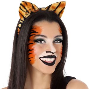 Atosa Verkleed diadeem tijger/katten oren/oortjes - meisjes/dames - Carnaval