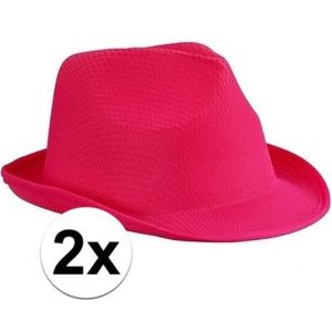 2x Voordelige Toppers hoedjes roze polyester