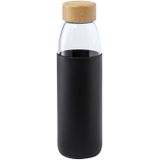 Glazen waterfles/drinkfles met zwarte siliconen bescherm hoes 540 ml - Sportfles - Bidon