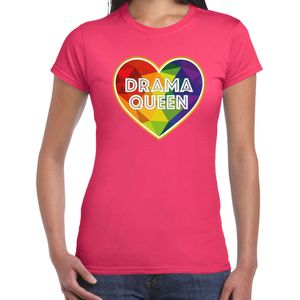 Bellatio Decorations Gay Pride t-shirt - dames - roze - drama queen - LHBTI