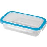 4x Voedsel plastic bewaarbakjes 0,5 en 2 liter transparant/blauw