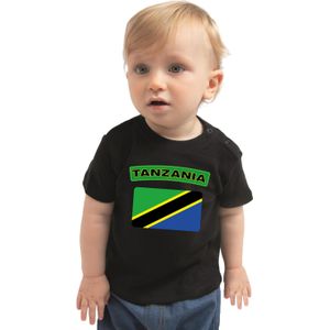 Tanzania landen shirtje met vlag zwart voor babys