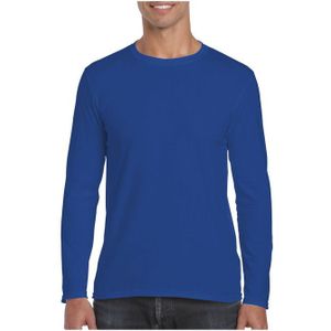 Basic heren t-shirt kobalt blauw met lange mouwen