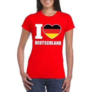 I love Deutschland/ Duitsland supporter shirt rood dames