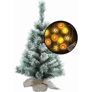 Mini kerstboom besneeuwd - met sport thema verlichting - H60 cm