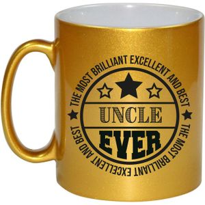 Bellatio Decorations Cadeau koffie/thee mok voor oom - beste oom - goud - 300 ml