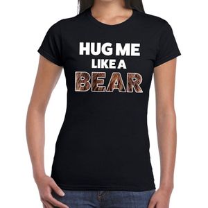 Zwart hug me like a bear fun t-shirt voor dames