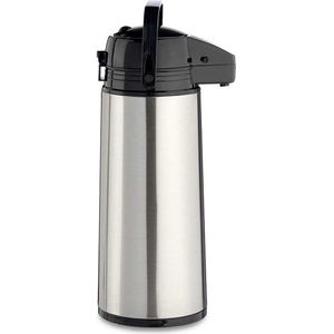 Kinvara Koffie en warme dranken thermoskan/isoleerkan - met pomp - rvs - zilver - 1,9 liter - 35 cm - Koffiekan