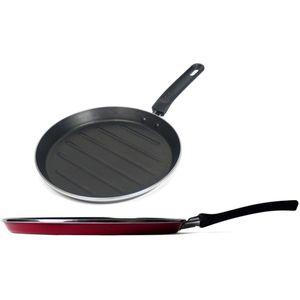 Set van 2x stuks aluminium grillpan met anti-aanbak laag 28 cm