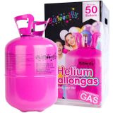 50x Helium ballonnen wit/zilver 27 cm + helium tank/cilinder