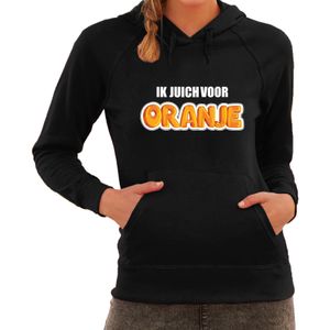 Zwarte fan hoodie / sweater met capuchon Holland ik juich voor oranje EK/ WK voor dames