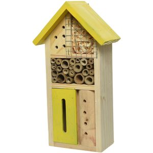 Geel insectenhotel huisje 26 cm