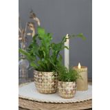 Ideas4Seasons Bloempot ruit motief Hanoi - 2x - goud - D14 x H12 cm