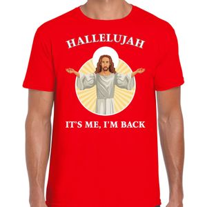 Rood Kerst shirt / Kerstkleding Hallelujah its me im back voor heren