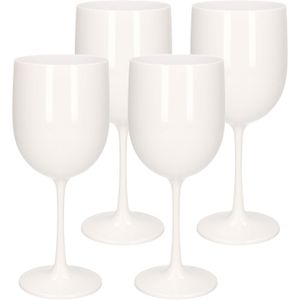 4x stuks onbreekbaar wijnglas wit kunststof 48 cl/480 ml