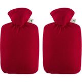 2x Warmwaterkruik rood fleece 1,8 liter