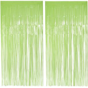 Boland Folie deurgordijn/feestgordijn - 2x - neon fluor groen - 100 x 200 cm - Versiering