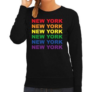 Regenboog New York gay pride evenement sweater voor dames zwart