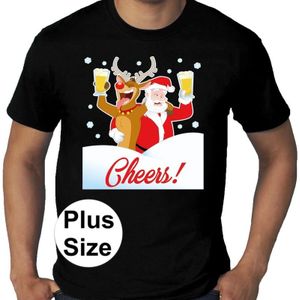 Plus size Fout kerstborrel shirt / kerst t-shirt Drunk Santa zwart voor heren