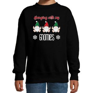 Bellatio Decorations kersttrui/sweater voor kinderen - Kerst kabouter/gnoom - zwart - Gnomies