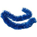 Kerstboom folie slingers/lametta guirlandes van 180 x 12 cm in de kleur glitter blauw