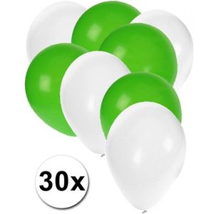 Witte en groene ballonnen 30 stuks