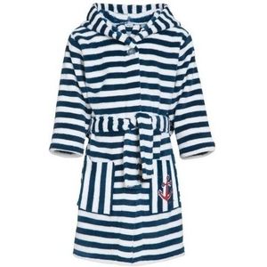 Fleece kinder badjassen/ochtendjassen blauw/witte strepen voor kinderen