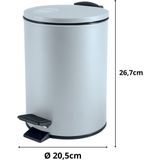 Spirella Pedaalemmer Cannes - ijsblauw - 5 liter - metaal - L20 x H27 cm - soft-close - toilet/badkamer