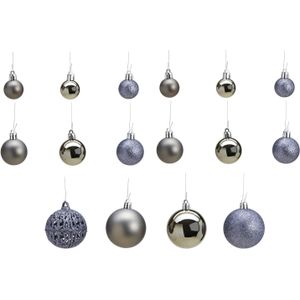 100x stuks kunststof kerstballen grijs 3, 4 en 6 cm